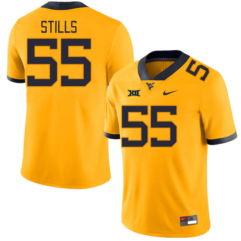 West Virginia Mountaineers #55 Dante Stills College Football Jerseys Stitched Sale-Gold